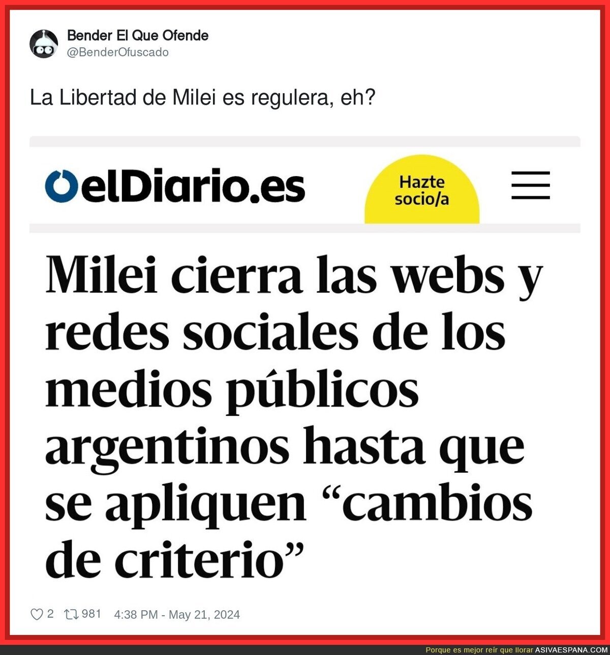 Regulín la libertad de Milei