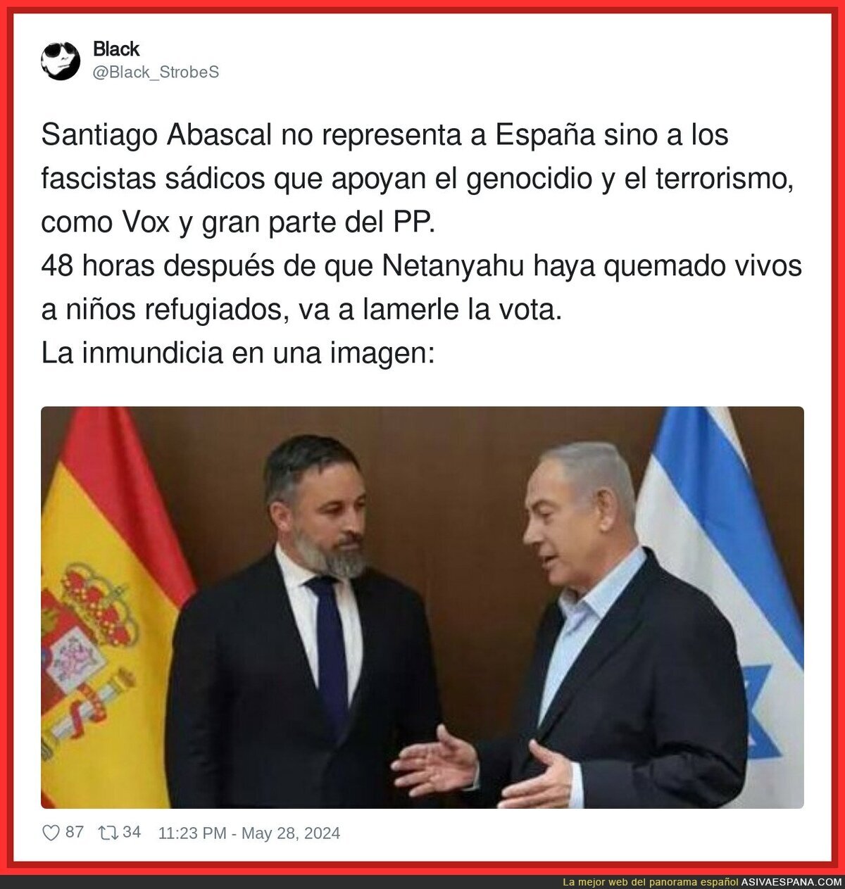 La vergonzosa imagen de Santiago Abascal con Netanyahu