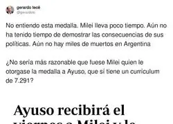 ¿Qué sentido tiene la medalla a Milei?