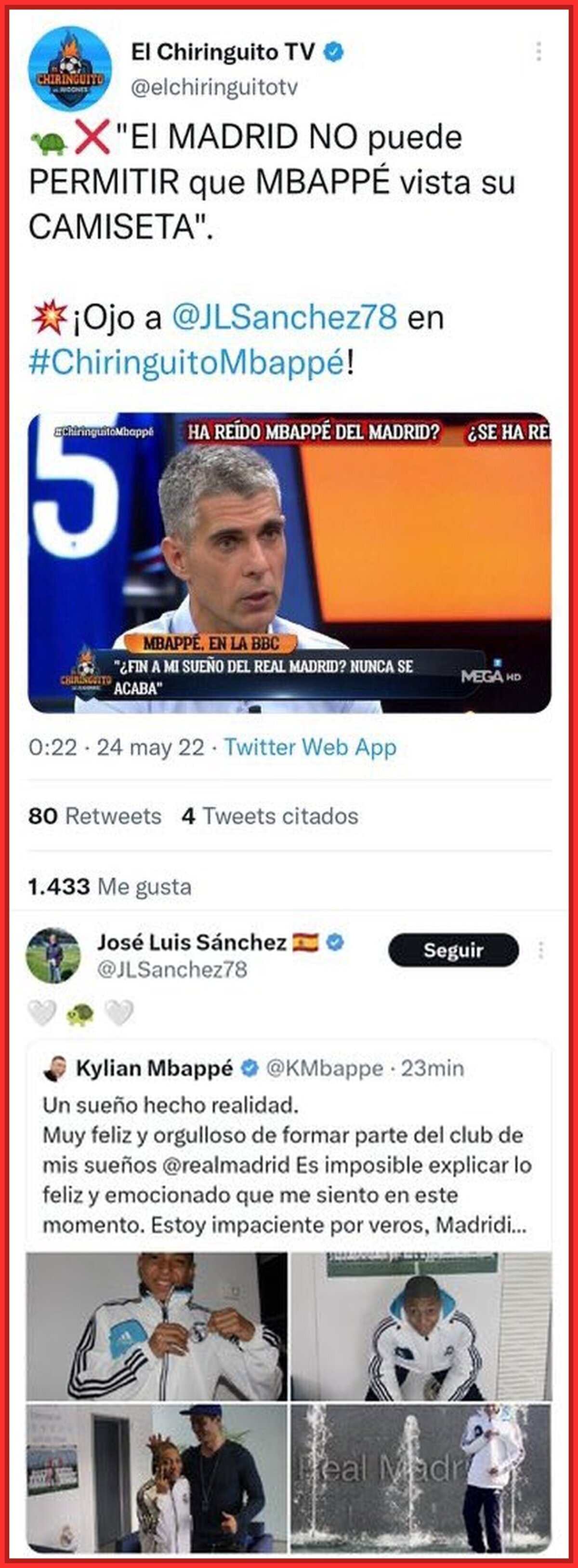 José Luis Sánchez de El Chiringuito queda totalmente retratado por este mensaje sobre Mbappé