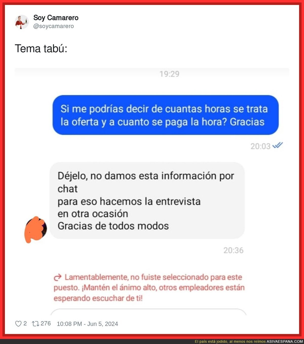 Una pregunta prohibida por chat