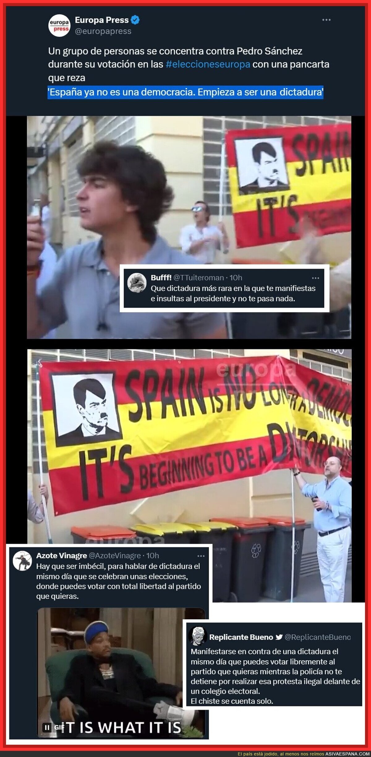 La cayetanía en pleno dia de elecciones: "ESPAÑA ES UNA DICTADURA"