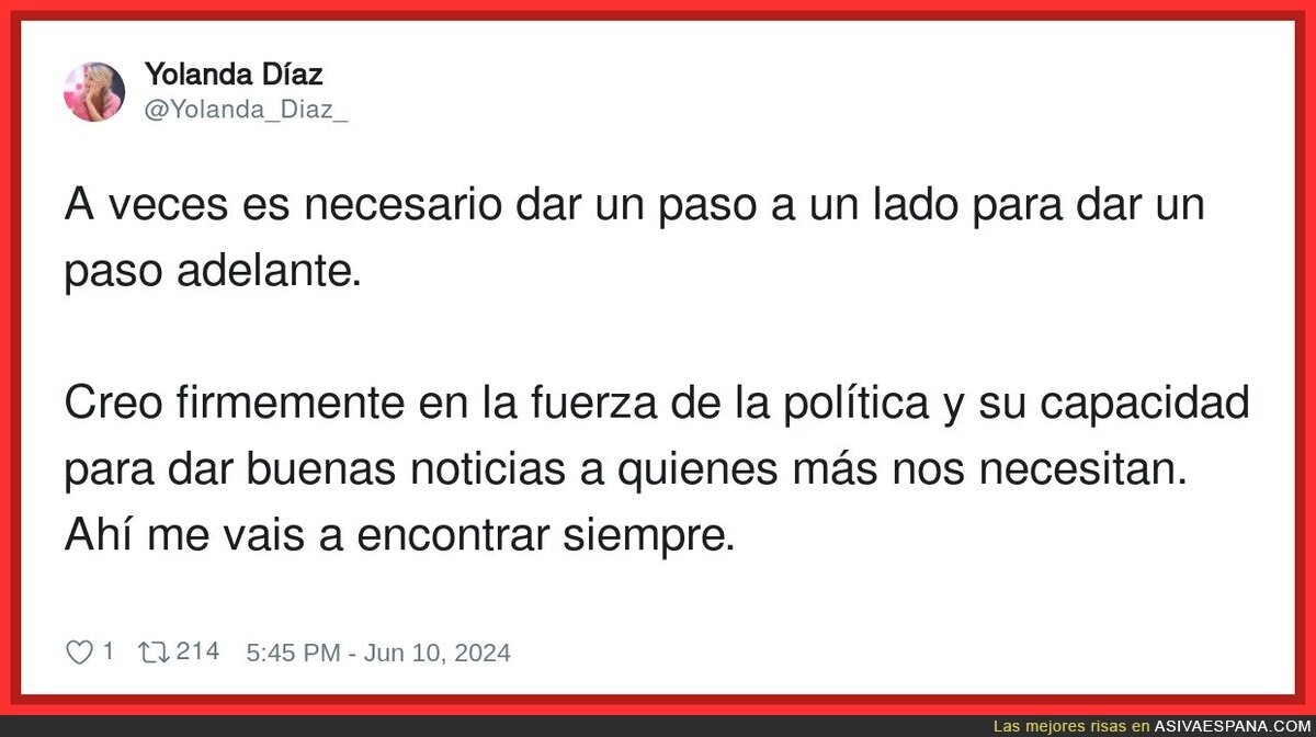 El mensaje de Yolanda Díaz tras dimitir de Sumar