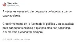 El mensaje de Yolanda Díaz tras dimitir de Sumar