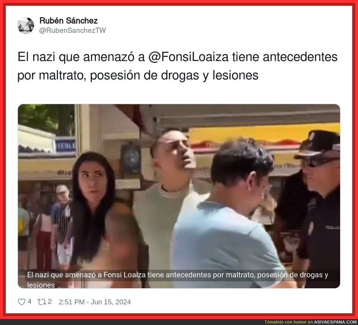 Vaya pieza el que va amenazando a Fonsi Loaiza