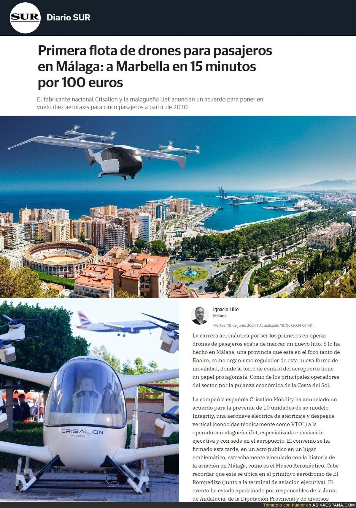 Los primeros Drones aeroTaxis estarán en Málaga