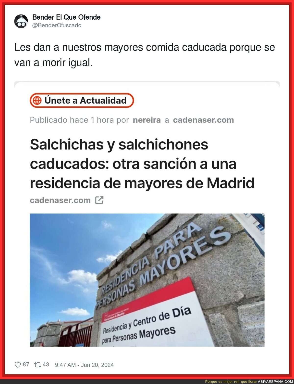 Madrid no tiene vergüenza alguna con los mayores