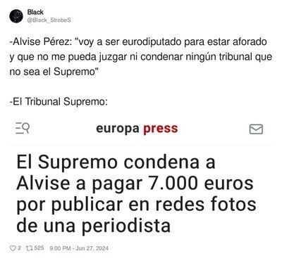 Primera condena a Alvise Pérez tras ser eurodiputado