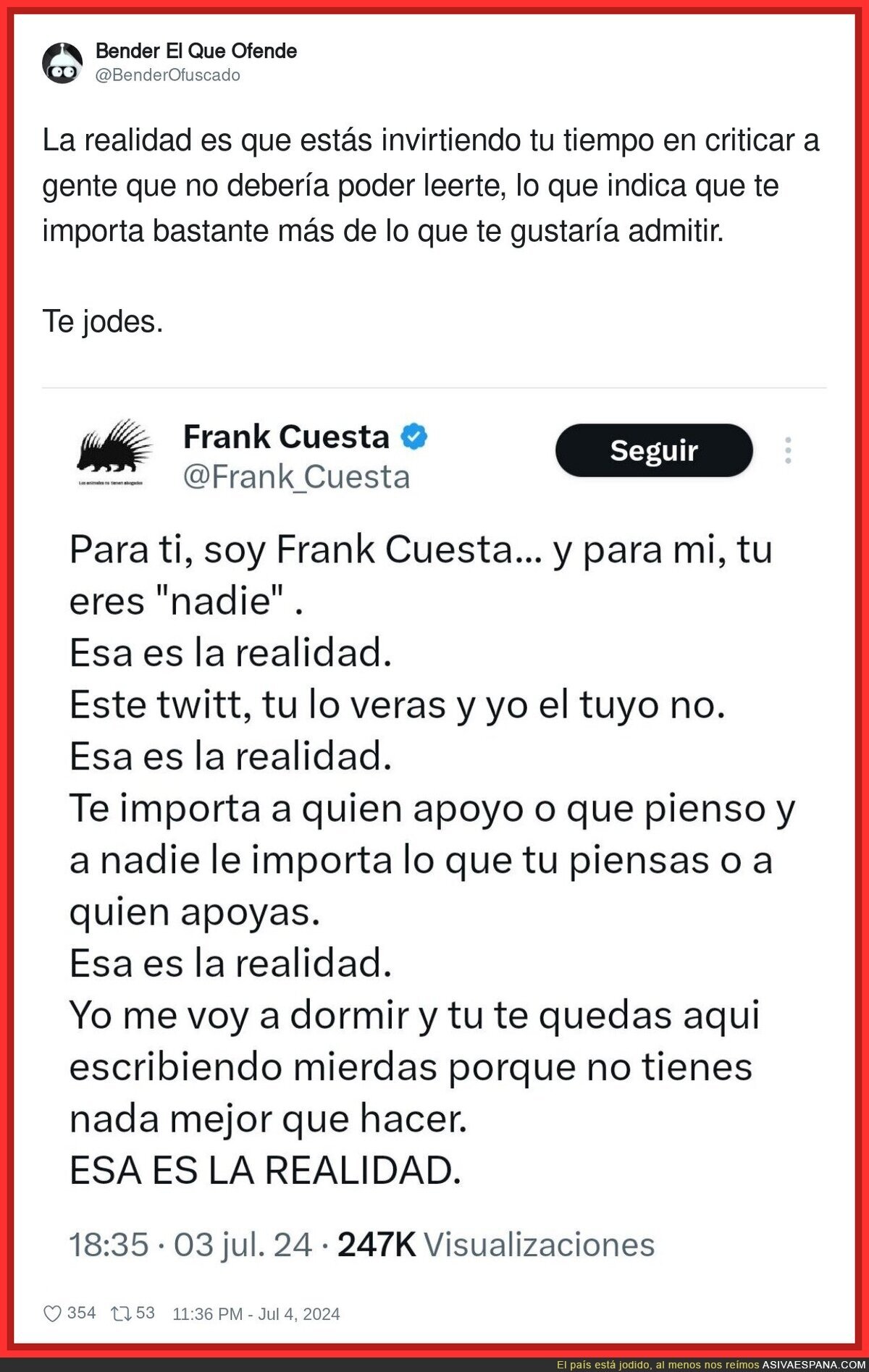 La realidad de Frank Cuesta