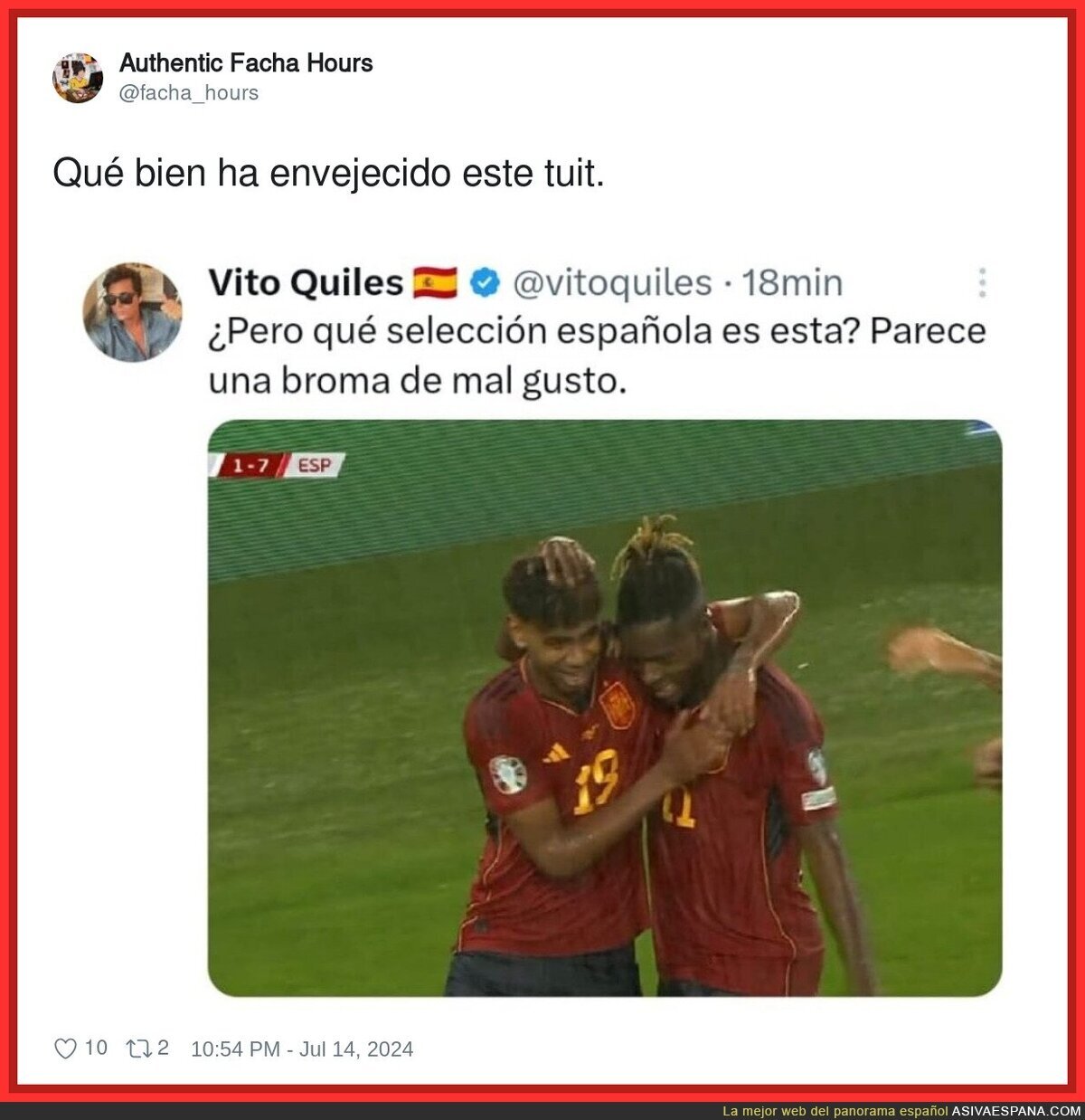 Vito Quiles no está nada contento con la selección española