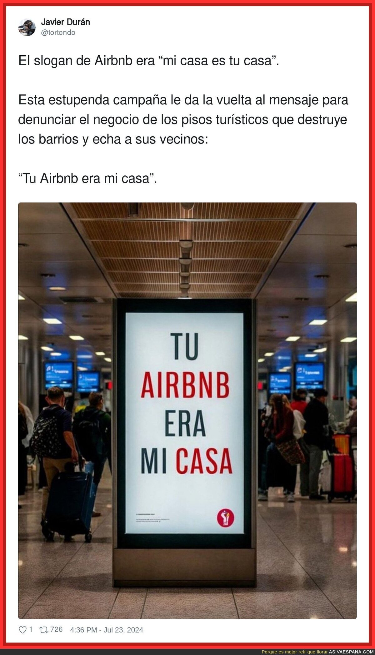 Un mensaje claro y contundente contra Airbnb