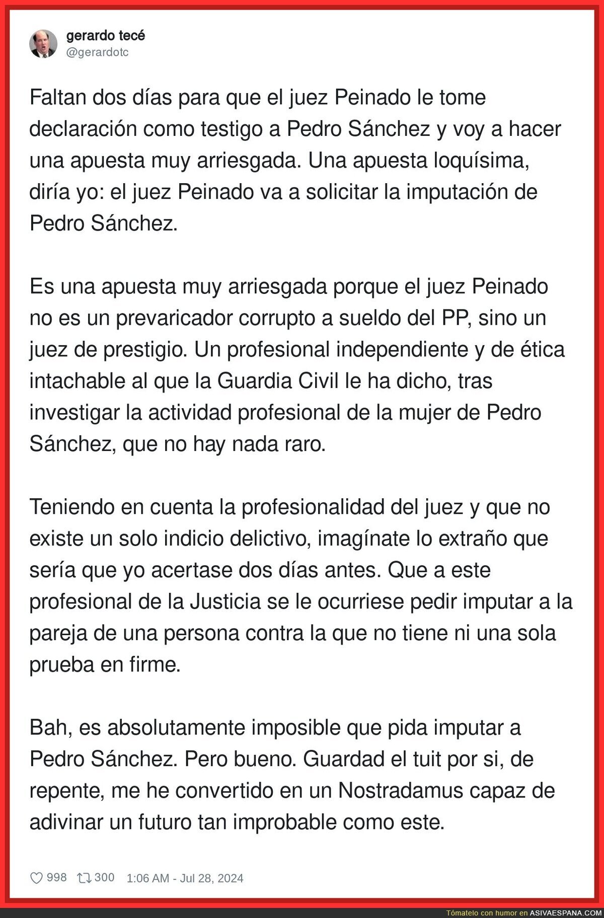 A pocas horas de la declaración de Pedro Sánchez