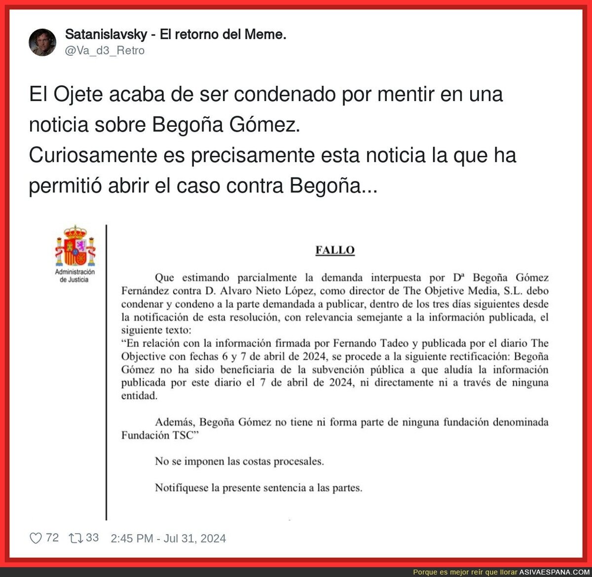 'The Objective' ha quedado retratado mintiendo sobre Begoña Gómez