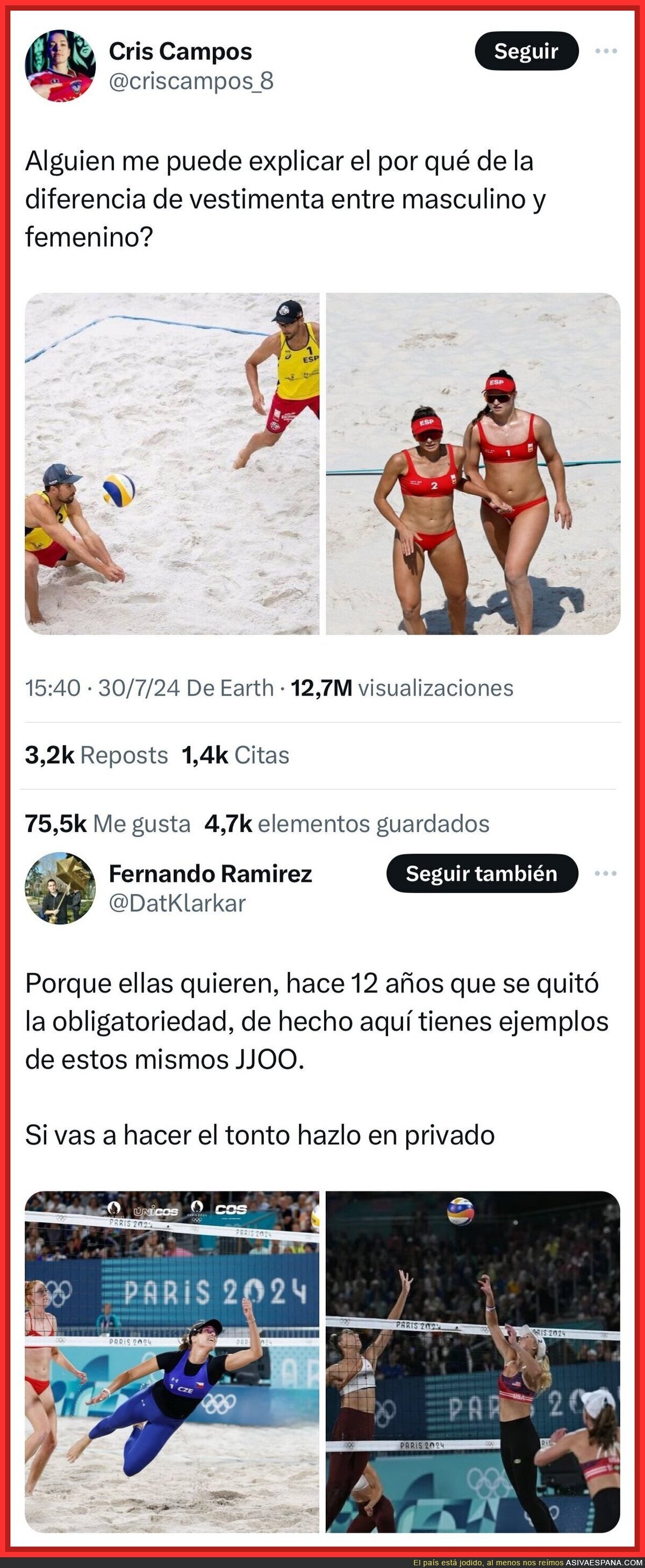 La diferencia de vestimenta entre mujeres y hombres en los JJOO