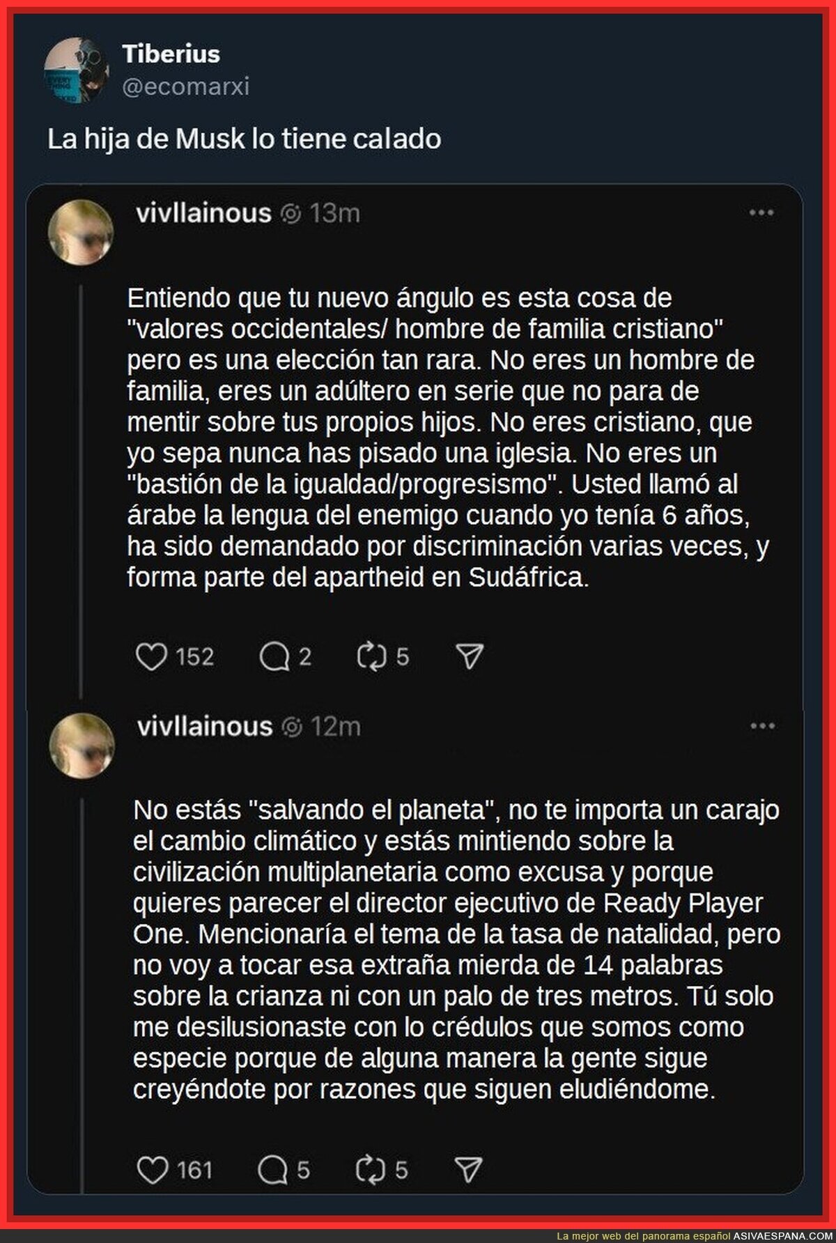 Contundente la hija de Elon Musk respondiendo a su padre