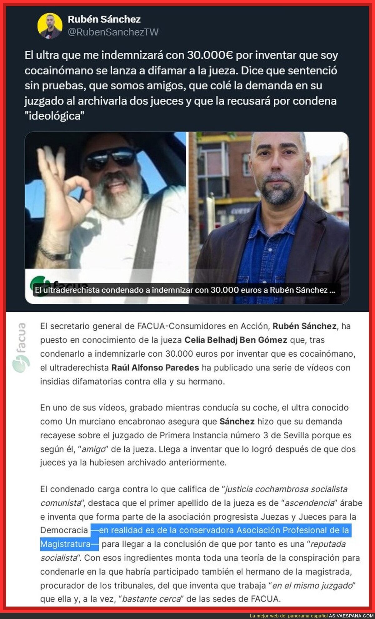 El ultraderechista "Un Murciano Encabronao" arremete contra la jueza por tener que pagar  30000€ a Rubén Sánchez