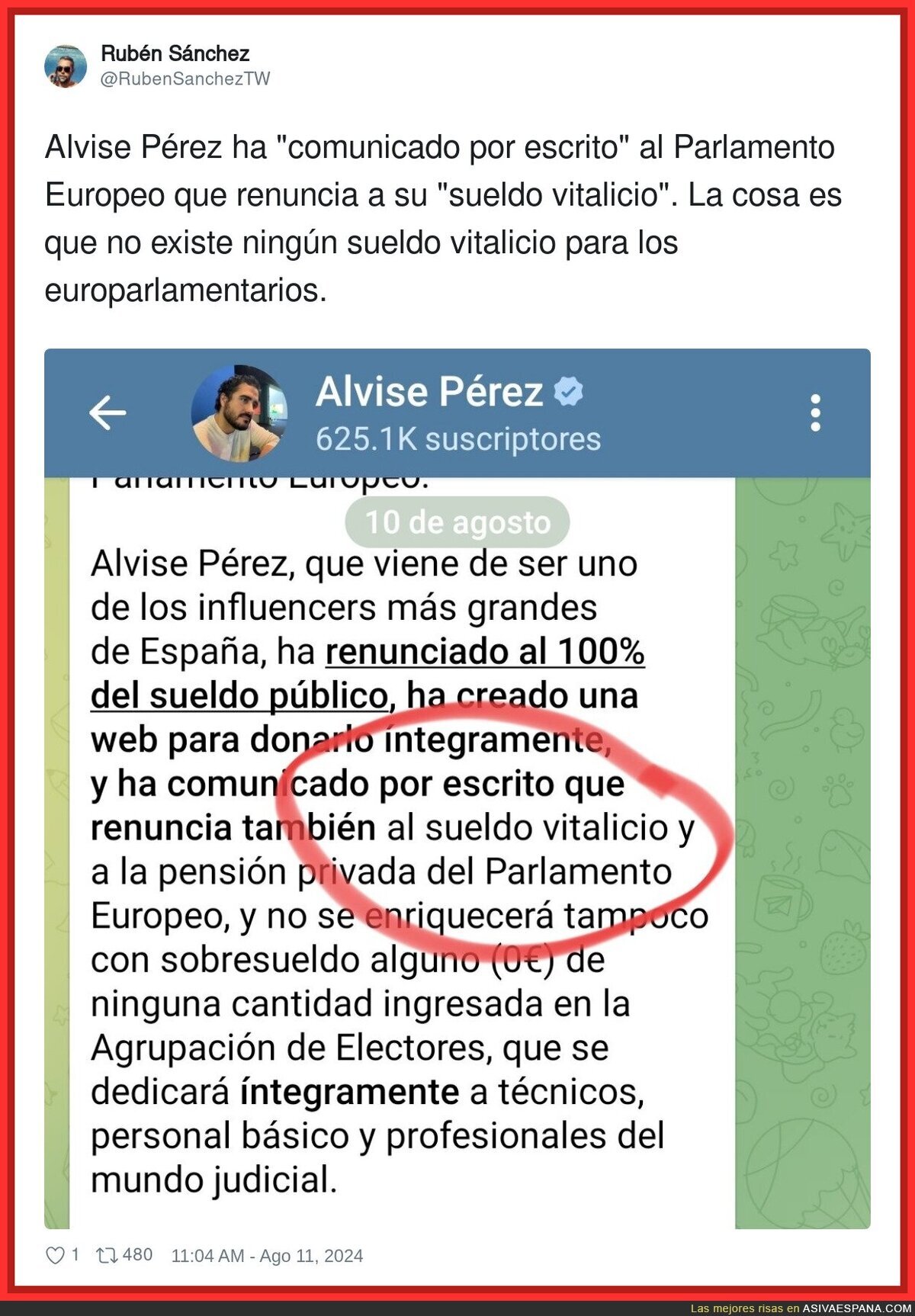 El "sueldo vitalicio" de Alvise Pérez