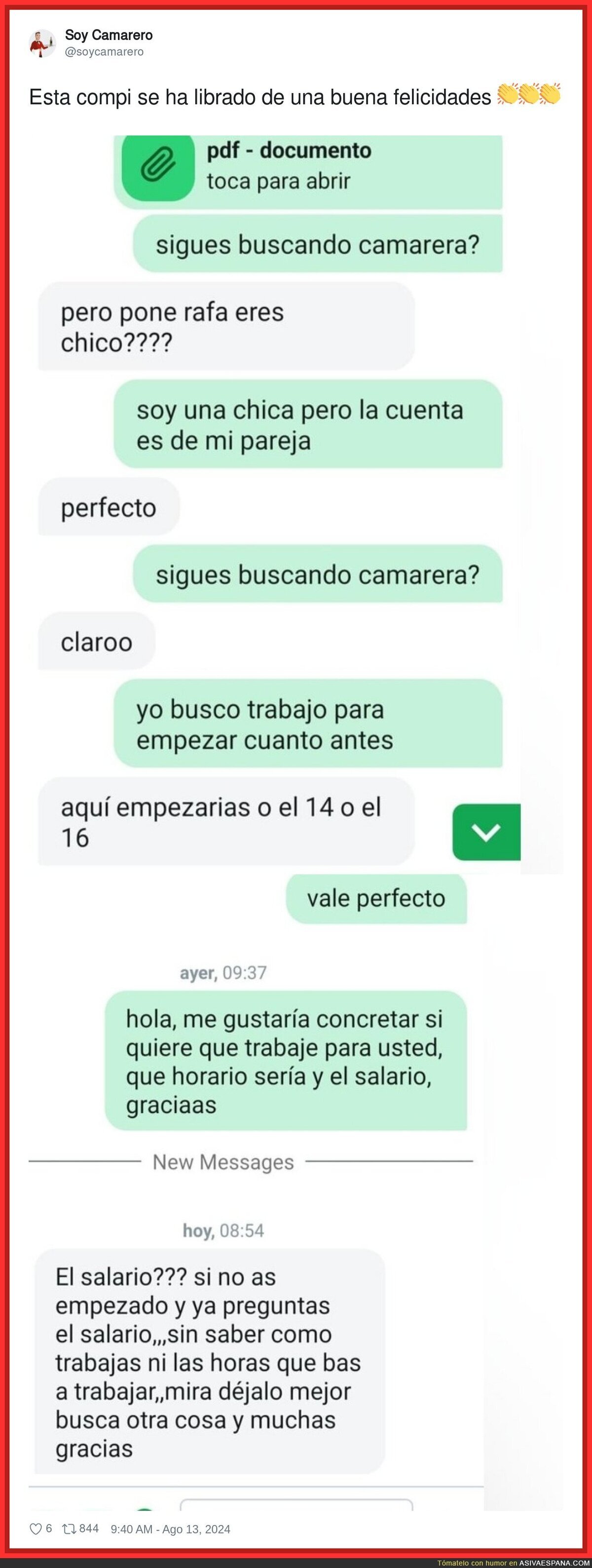 Con gente así es mejor no trabajar y que su local se hunda