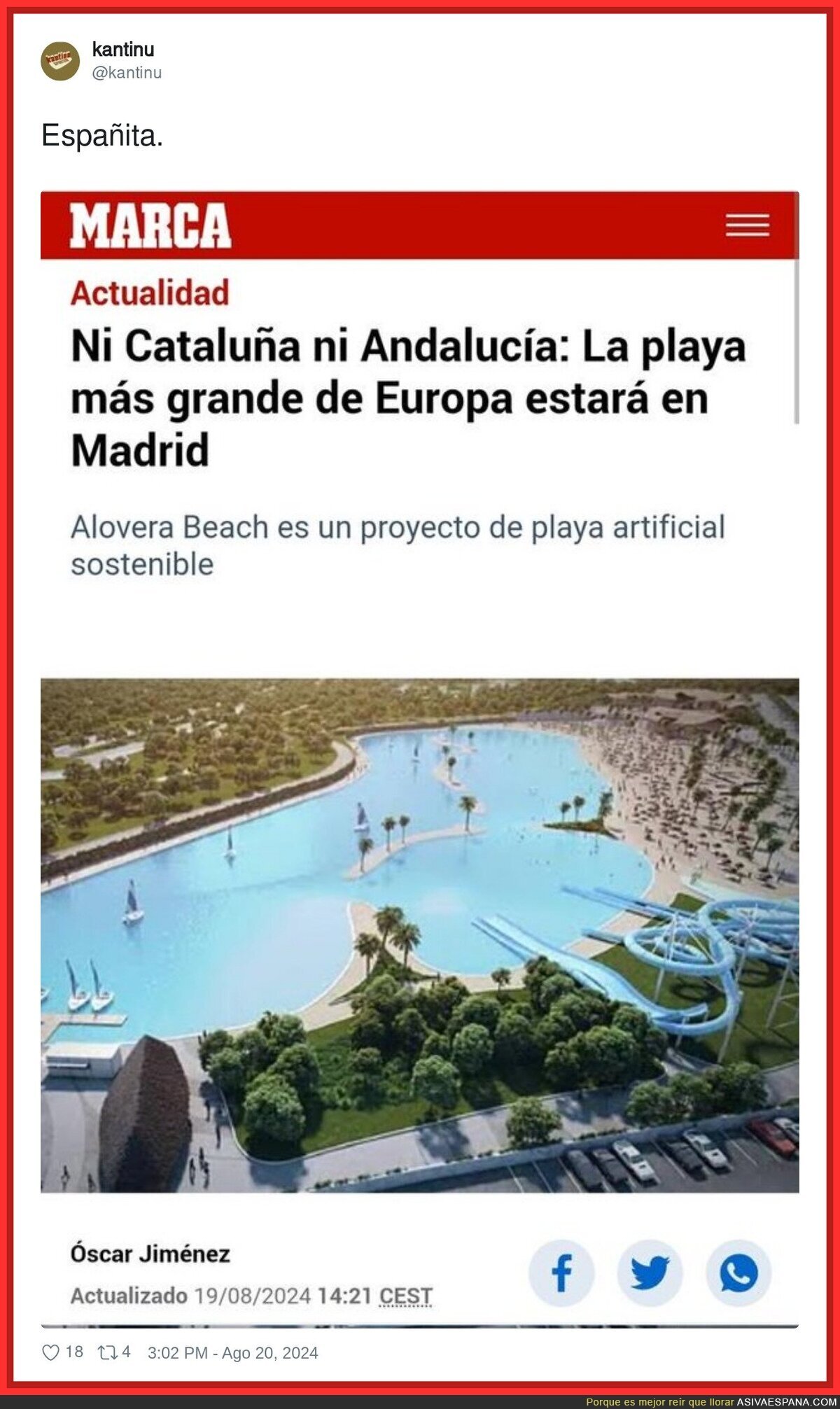 ¿La playa más grande? en Madrid