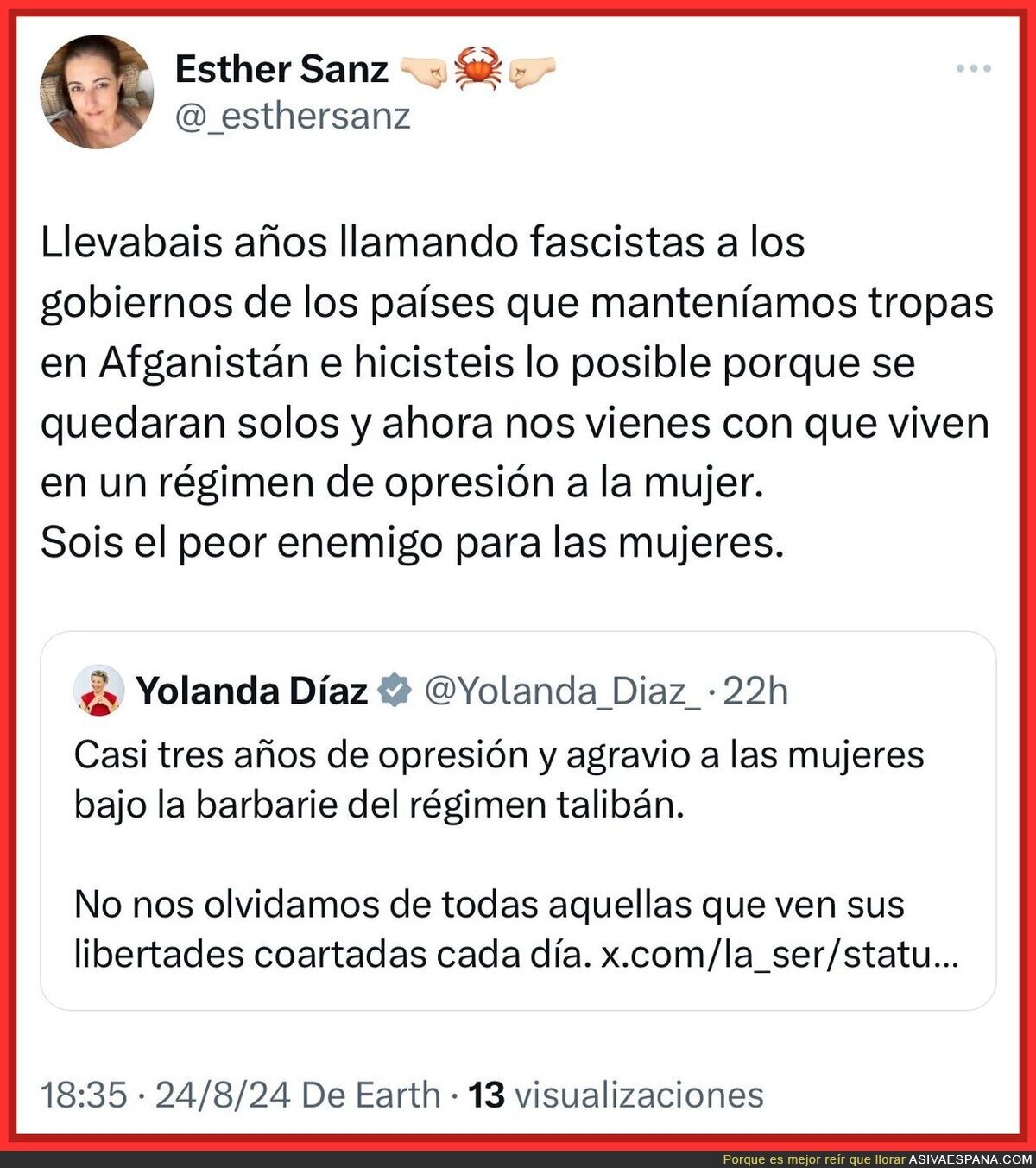 Yolanda Díaz no le hace bien a las mujeres