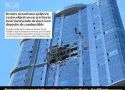 Captan el video del impacto de un dron ucraniano contra un edificio ruso