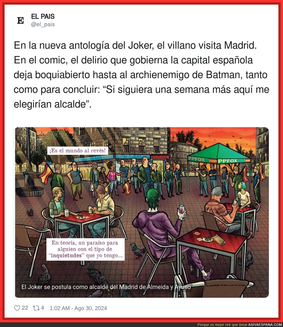 Joker alucinando con la Madrid del 2024