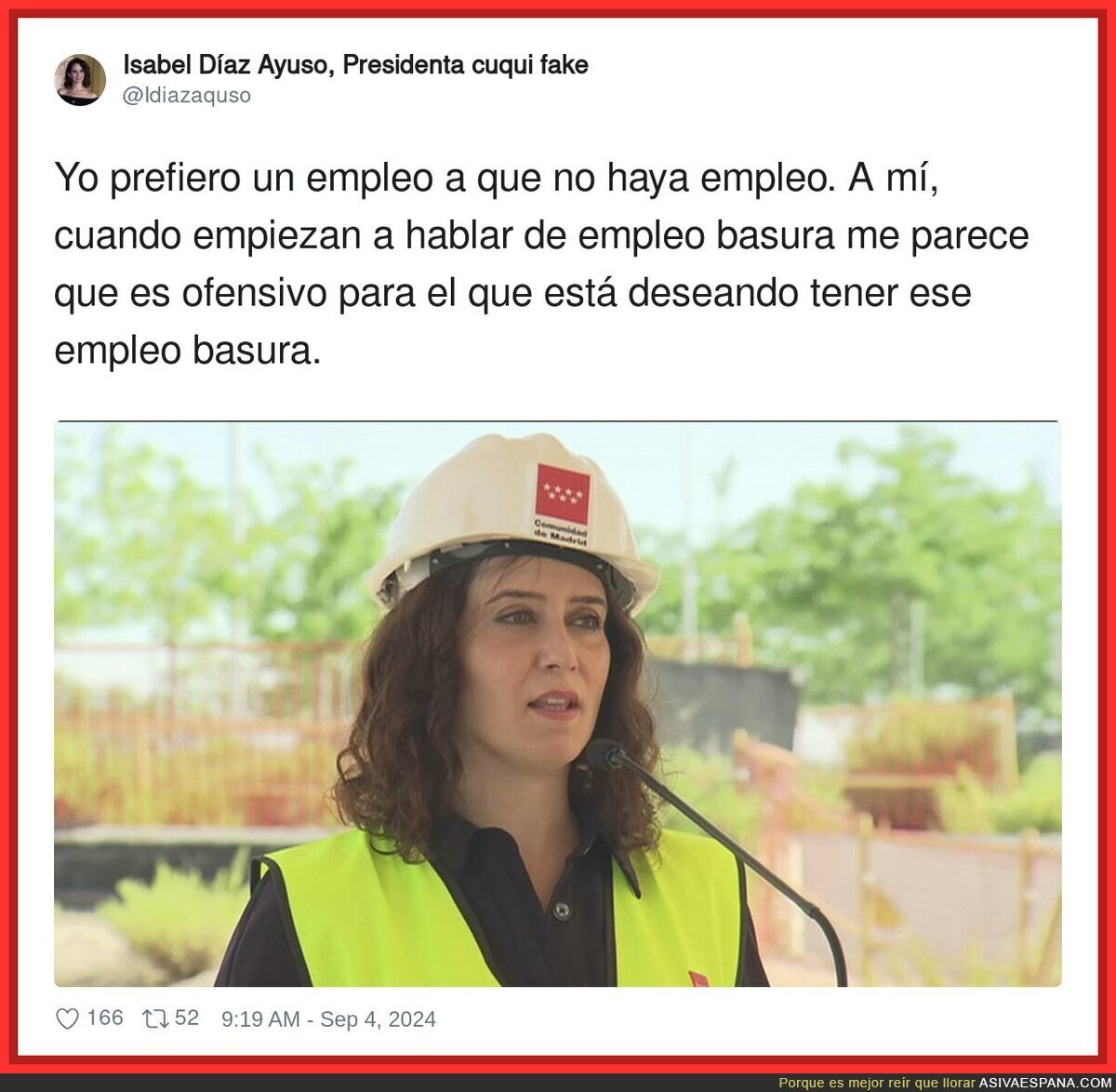 Ayuso y los empleos