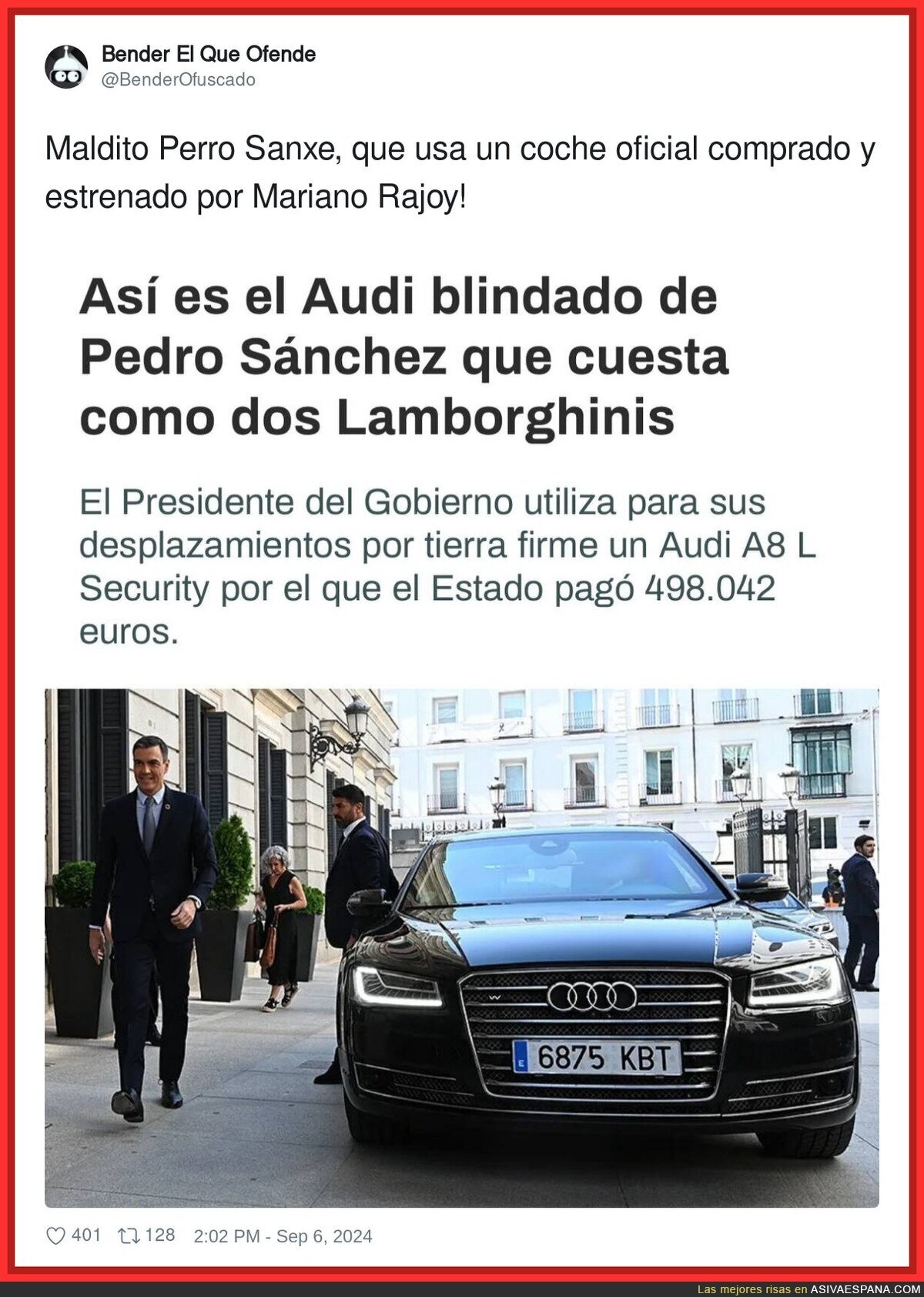 Así se le da la vuelta a las nonticias sobre un coche blindado del Estado