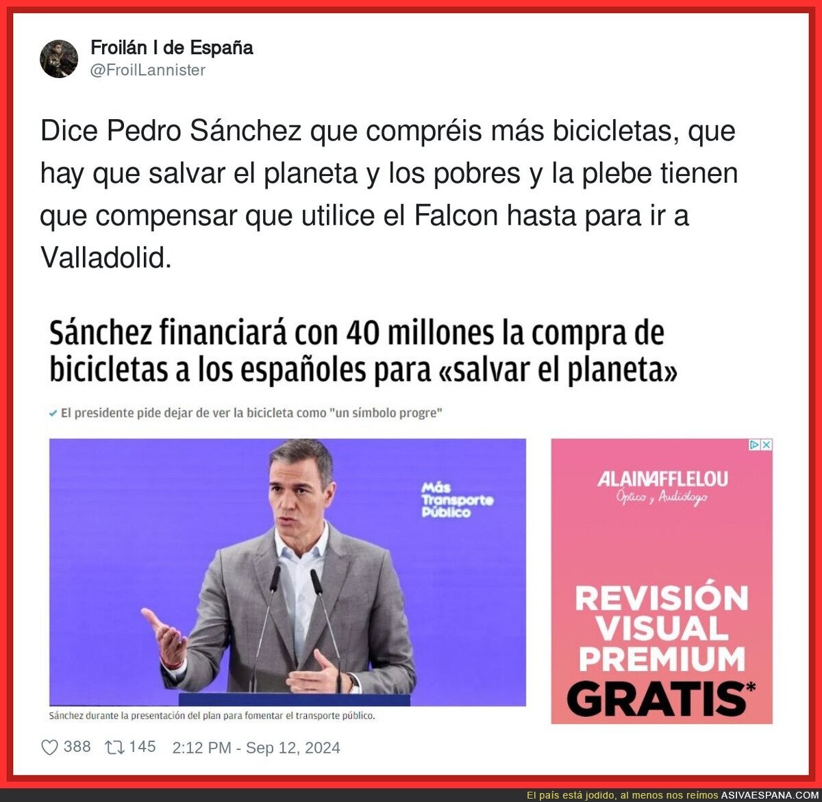 Pedro Sánchez el salvador del planeta Tierra