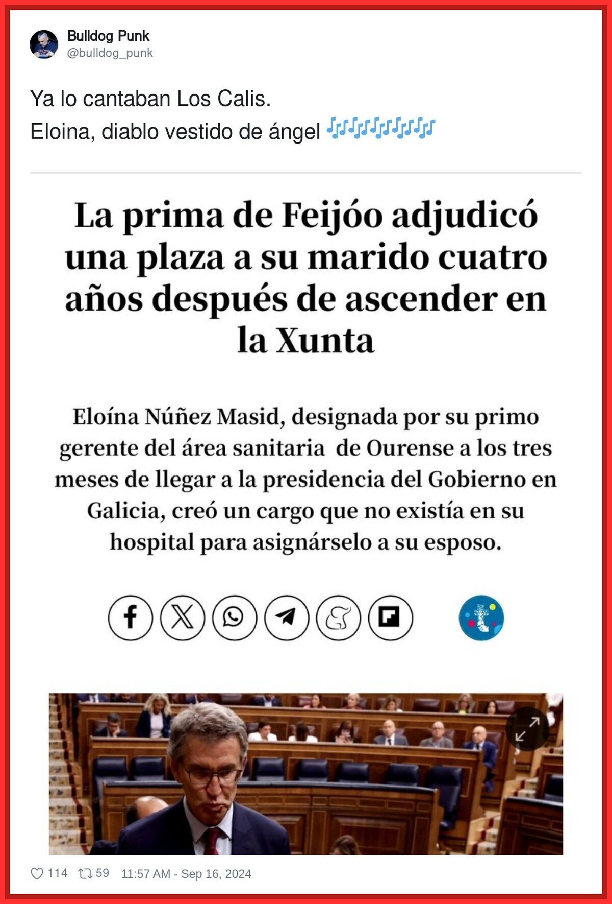 Polémica por esta noticia de Feijóo y su prima