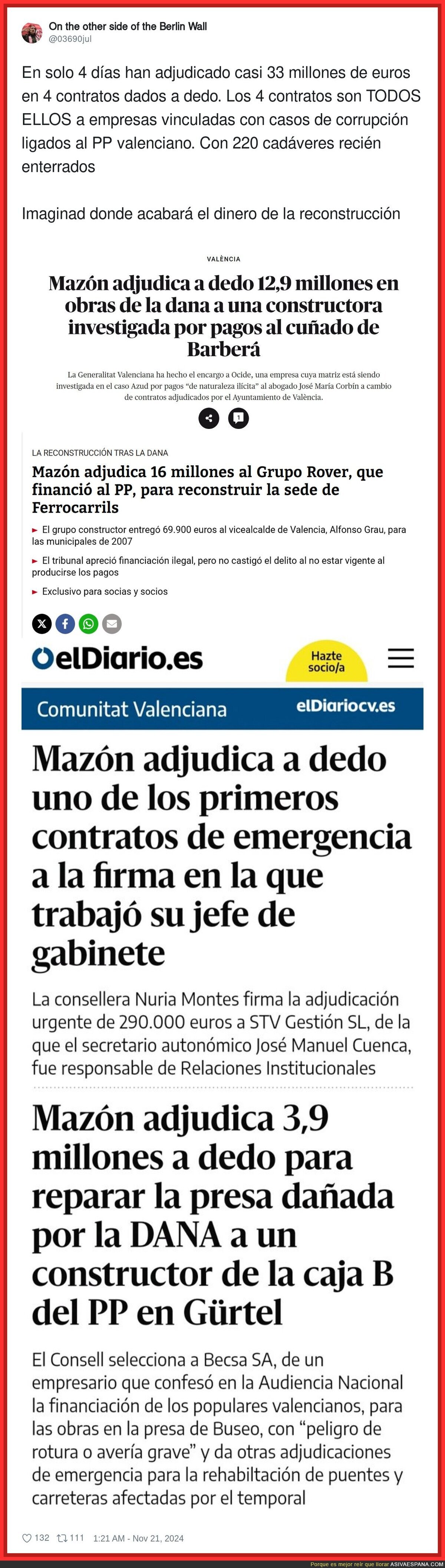 Los contratos a dedo de Carlos Mazón