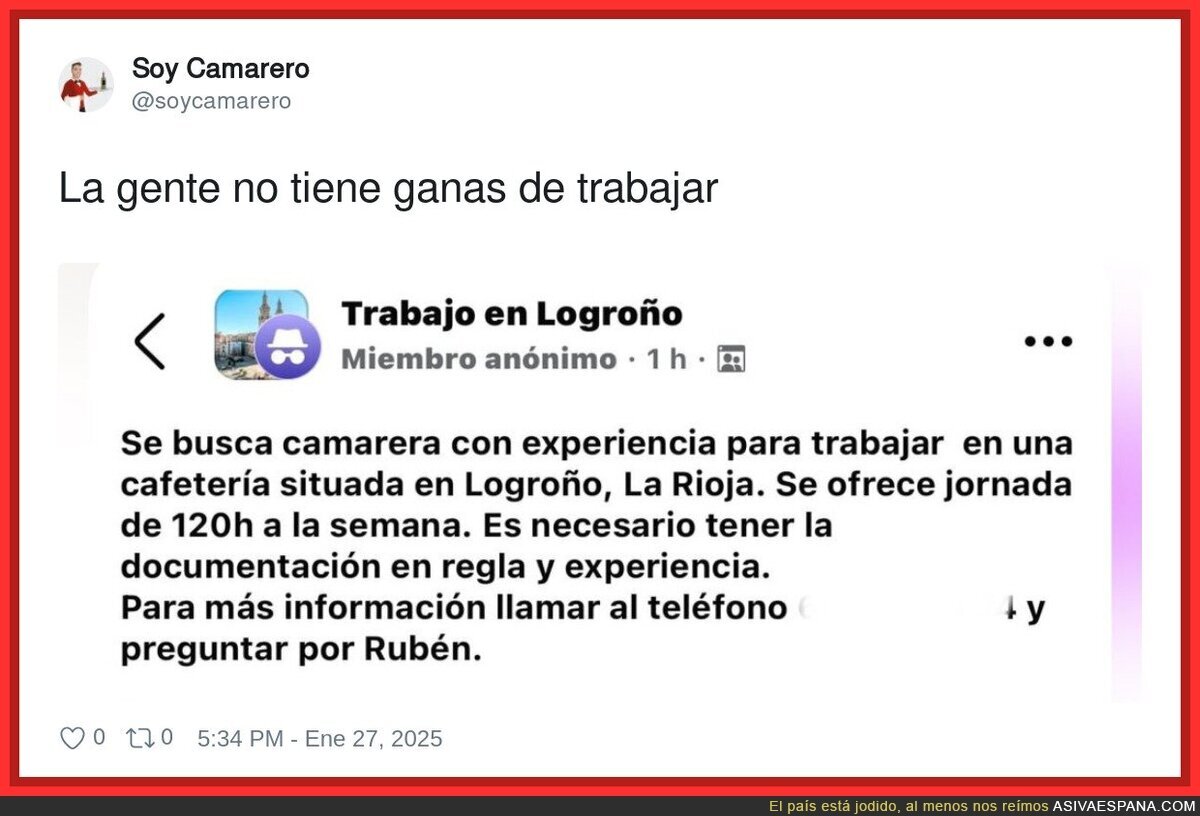 ¿Quién no quiere trabajar con estas condiciones?