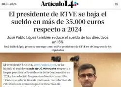 Efem&eacute;rides: 30/01/2025. Un alto cargo de RTVE se baja el sueldo