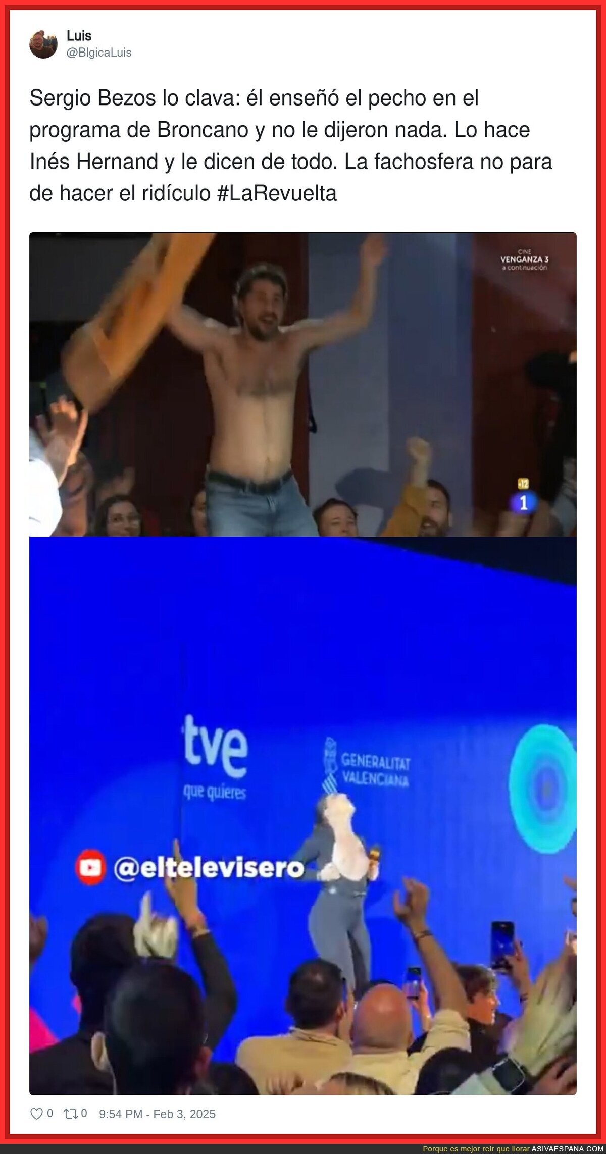 El doble rasero que hay en la derecha con los pechos del ser humano