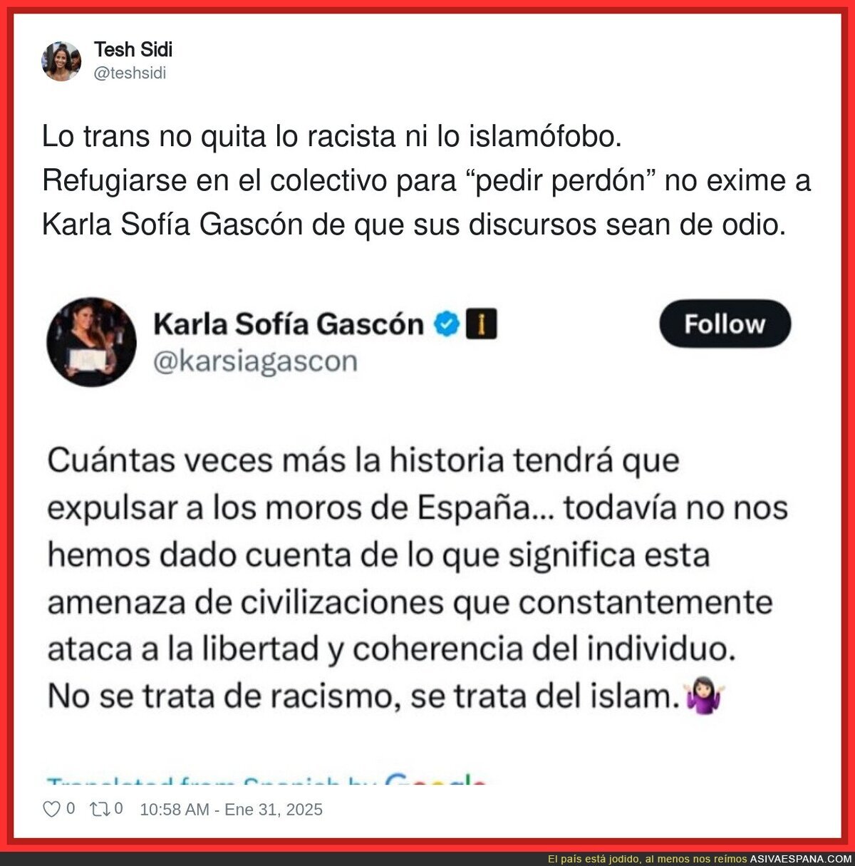 Karla Sofía Gascón es lo que ella denuncia