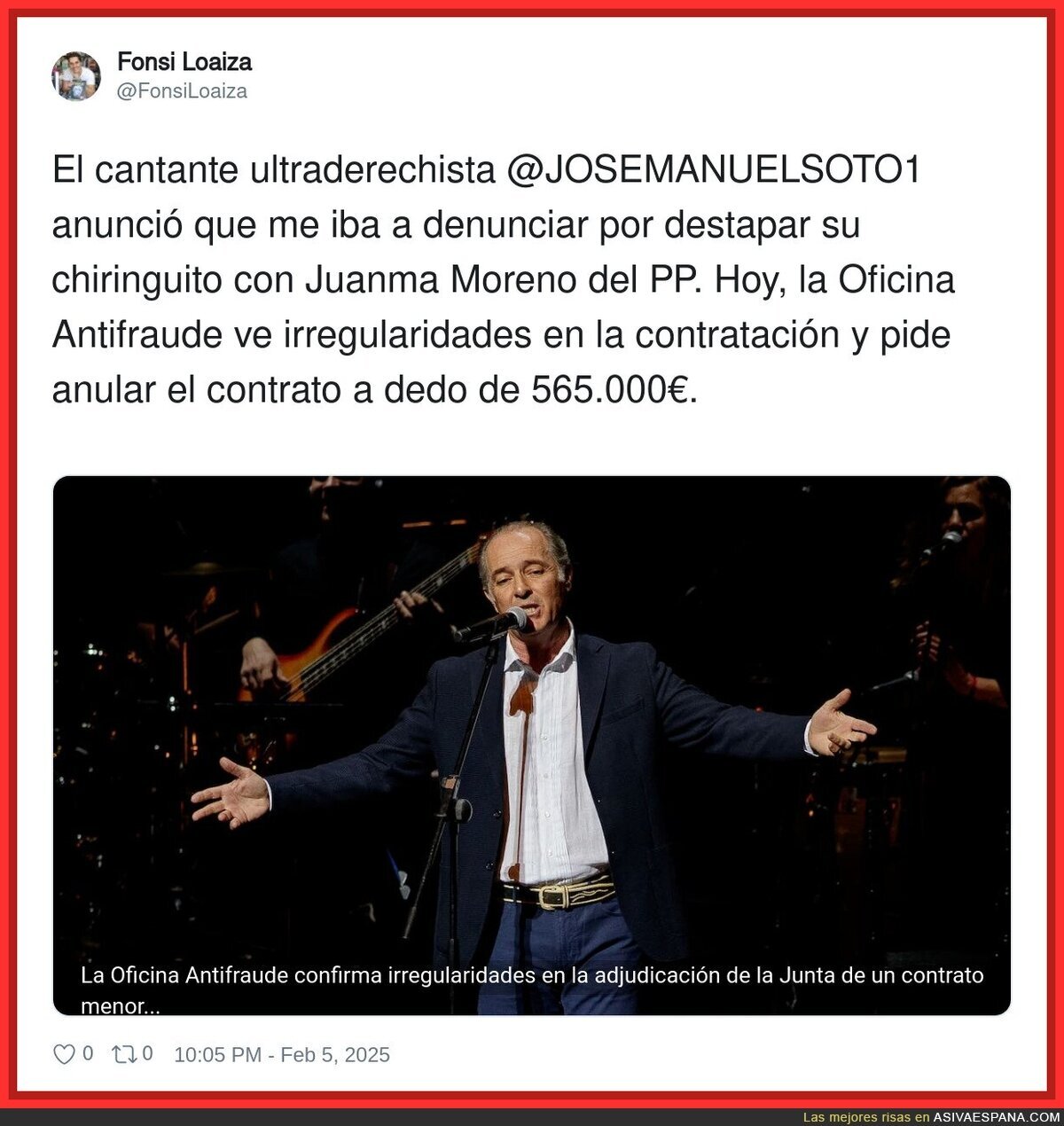 José Manuel Soto está metido hasta el fondo en problemas