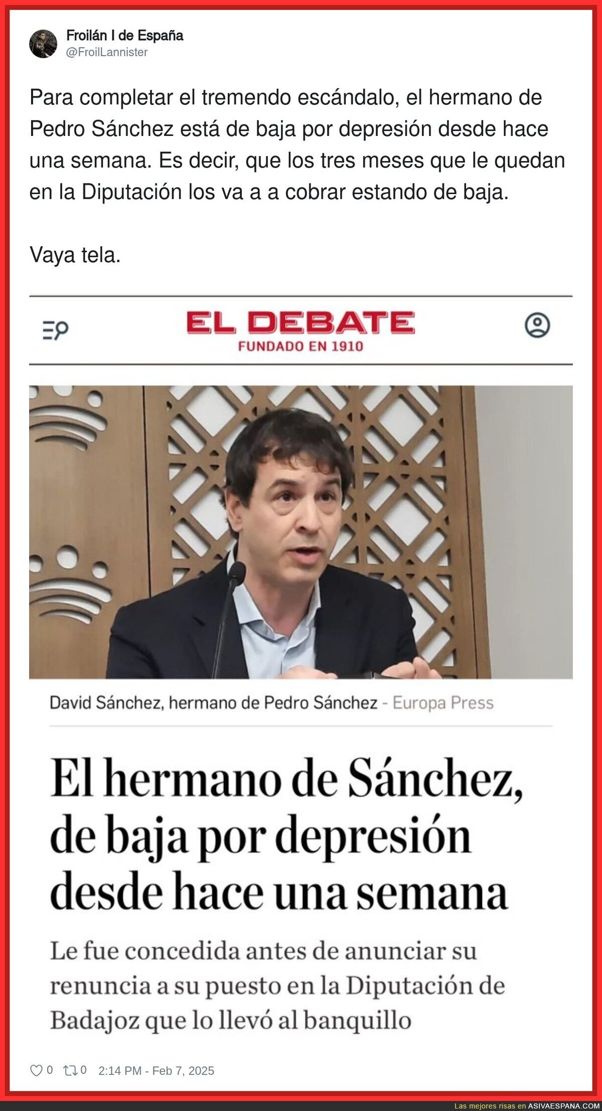 Tremendo lo del hermano de Pedro Sánchez