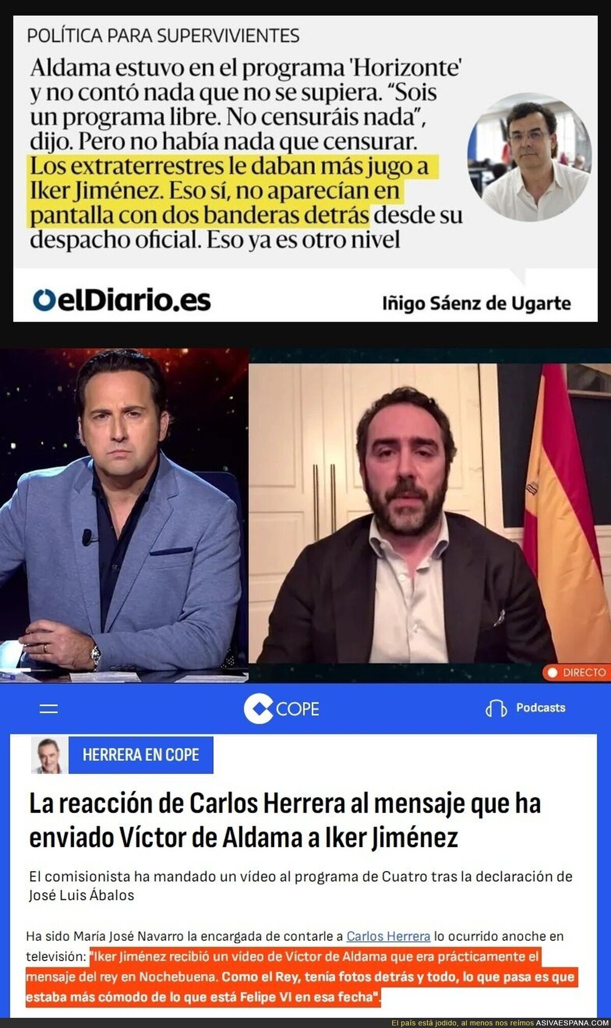 Discurso del monarca Aldama I en el programa de Iker Jiménez