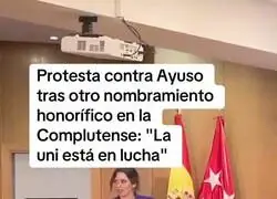 Ayuso ha sido nombrada Acad&eacute;mica M&eacute;dico-Quir&uacute;rgica de Honor por el presidente de la Complutense. Esta ha sido la respuesta de los estudiantes de medicina