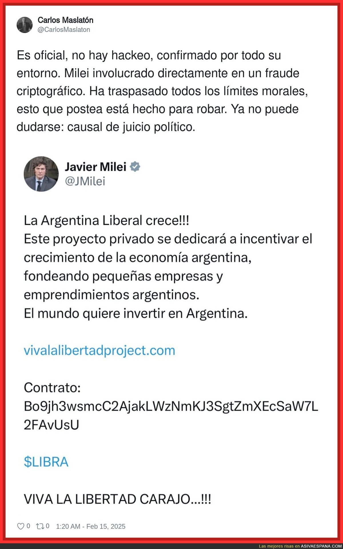 Milei involucrado directamente en un fraude criptográfico