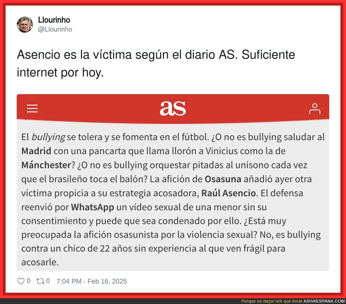 El alucinante artículo sobre Asencio escrito en el 'AS'