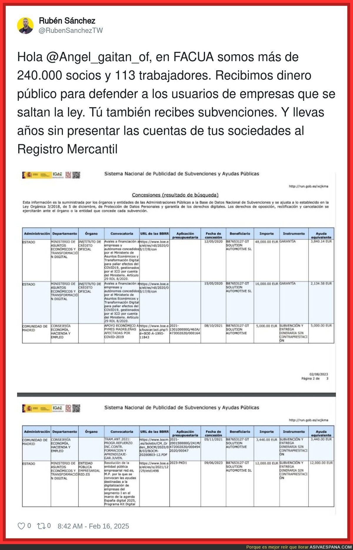 Rubén Sánchez deja retratado a Ángel Gaitán