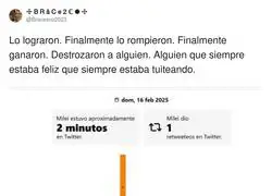 Milei ha abandonado pr&aacute;cticamente X desde su criptoestafa