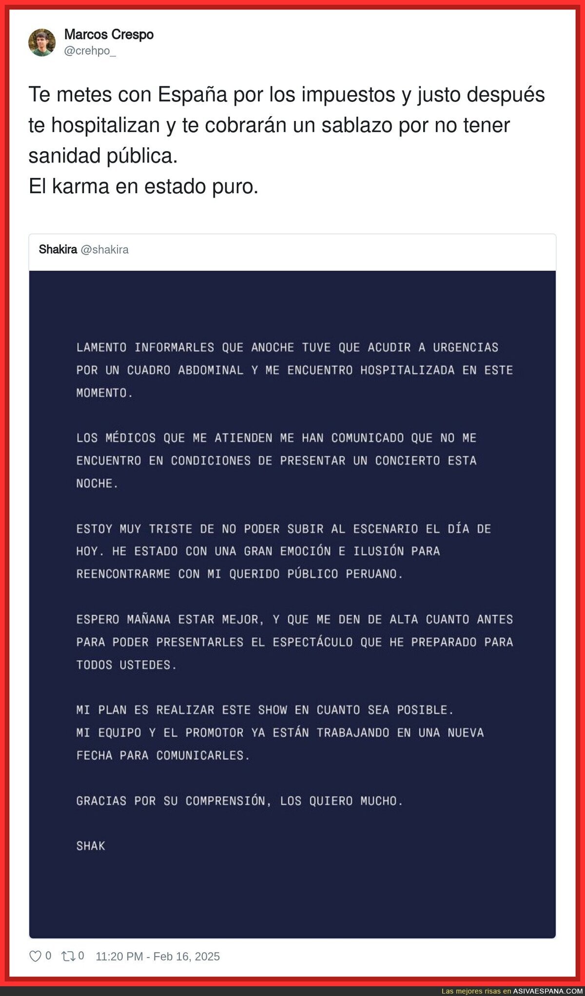 Shakira recibe el karma tras atacar a España