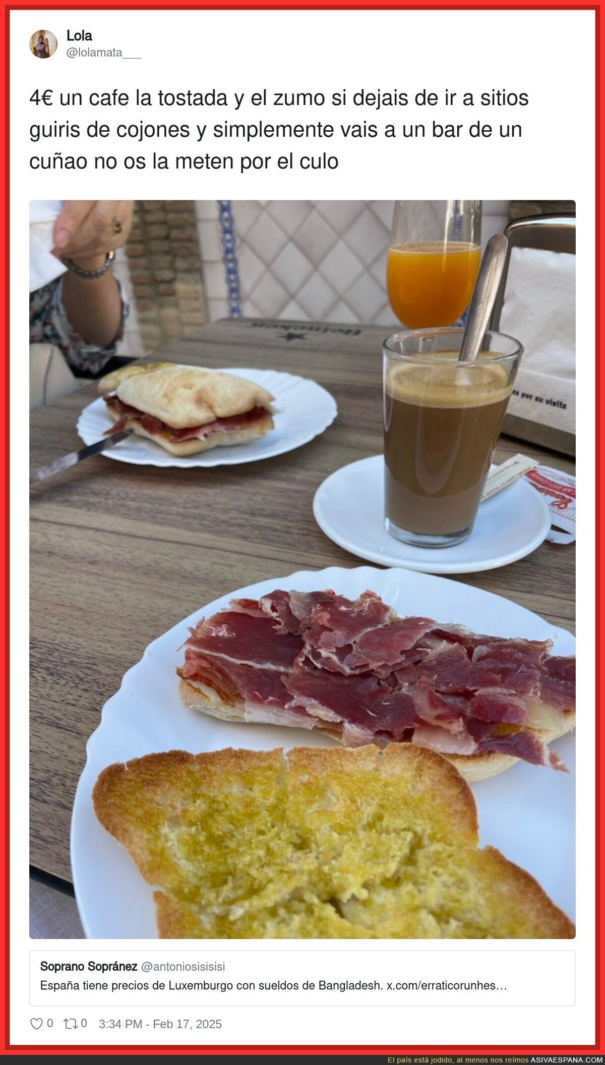 El que desayuna caro es porque quiere