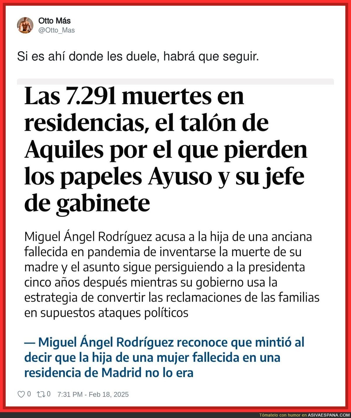 Ayuso tiene 7.291 razones para enfadarse