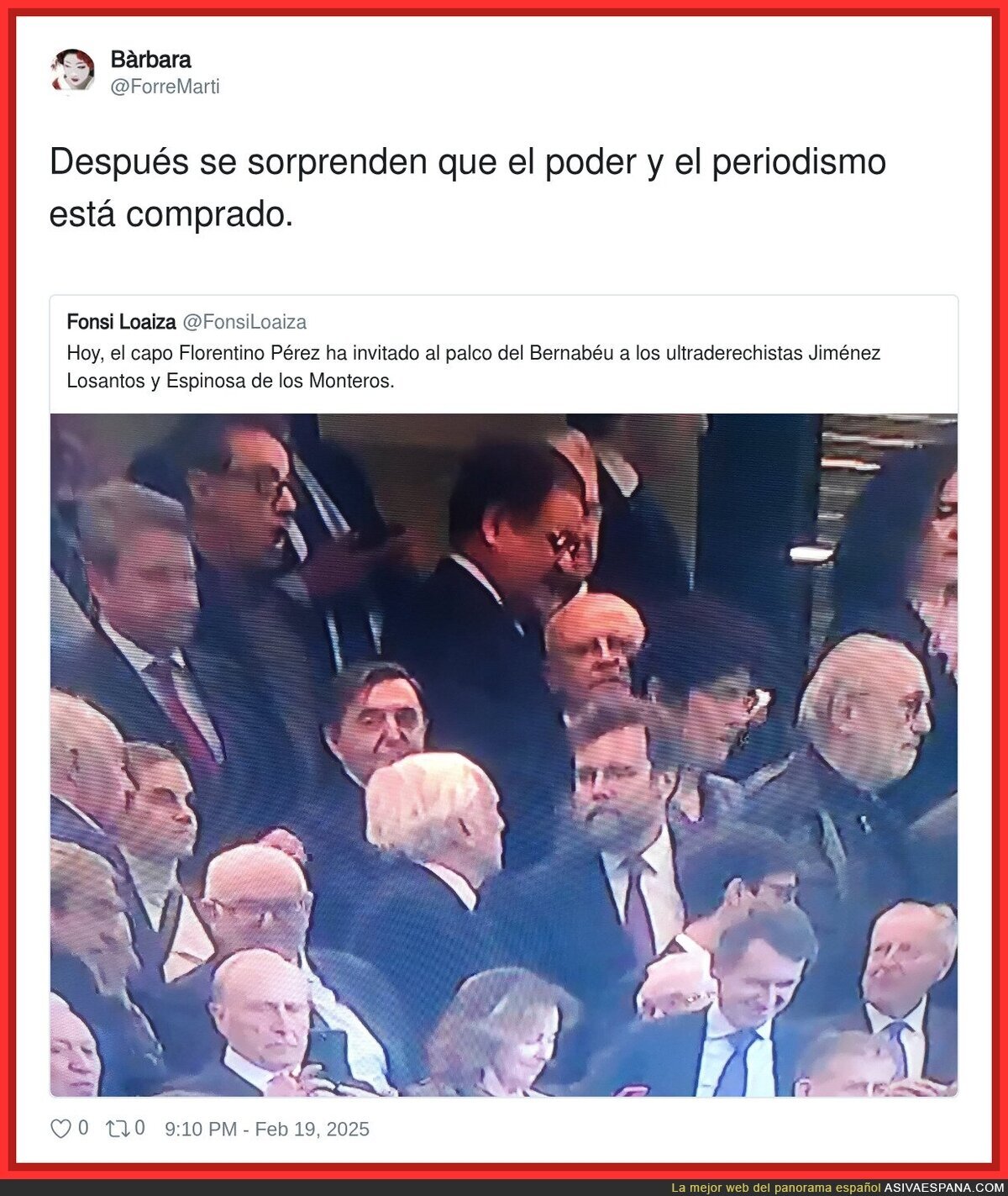 El palco del Bernabéu da miedo