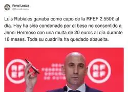A Luis Rubiales le sale barato ir besando sin consentimiento