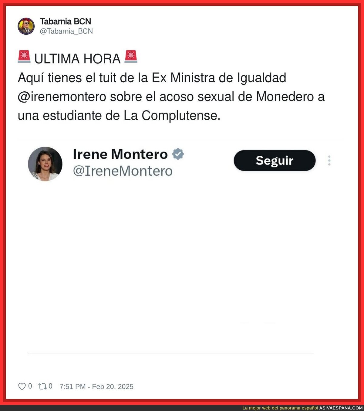 Irene Montero no se manifiesta para todos