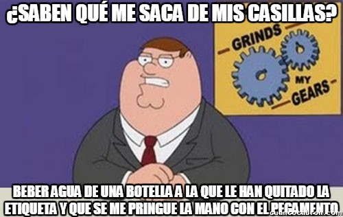 Botella,Etiqueta,Mano,Pegamento,Pegote en las manos,Peter Griffin,Situaci&oacute;n molesta